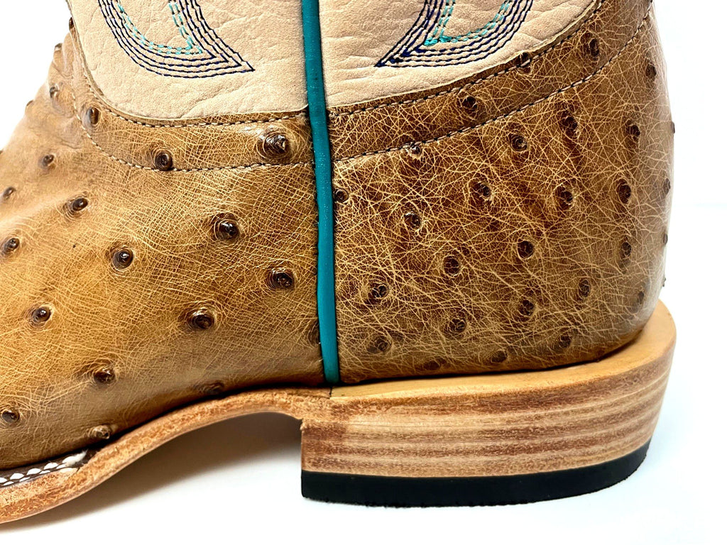 Macie Bean M2005 Women's Antique Saddle Full Quill Ostrich Cowboy Boots - Square Toe, Leather
