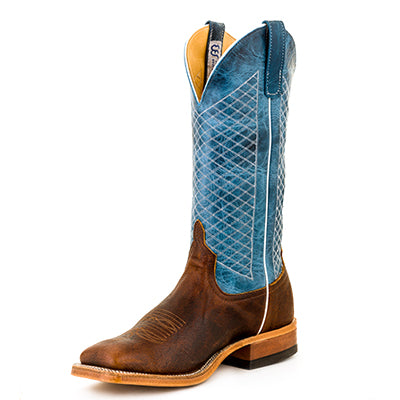 Anderson Bean S1116 Men's Mike Tyson Bison Cowboy Boots, Blue Lava Top, DB Toe, Leather, Footbed