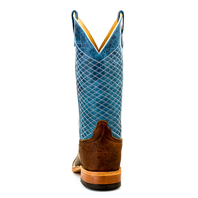 Anderson Bean S1116 Men's Mike Tyson Bison Cowboy Boots, Blue Lava Top, DB Toe, Leather, Footbed