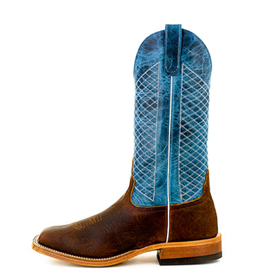 Anderson Bean S1116 Men's Mike Tyson Bison Cowboy Boots, Blue Lava Top, DB Toe, Leather, Footbed