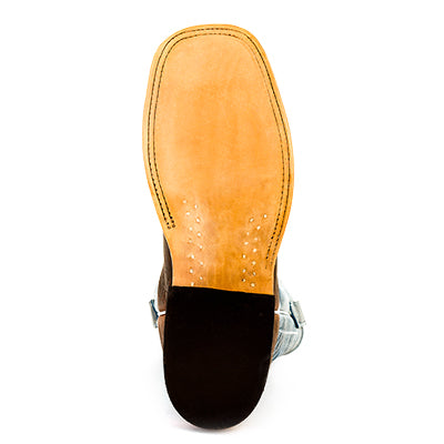 Anderson Bean S1116 Men's Mike Tyson Bison Cowboy Boots, Blue Lava Top, DB Toe, Leather, Footbed