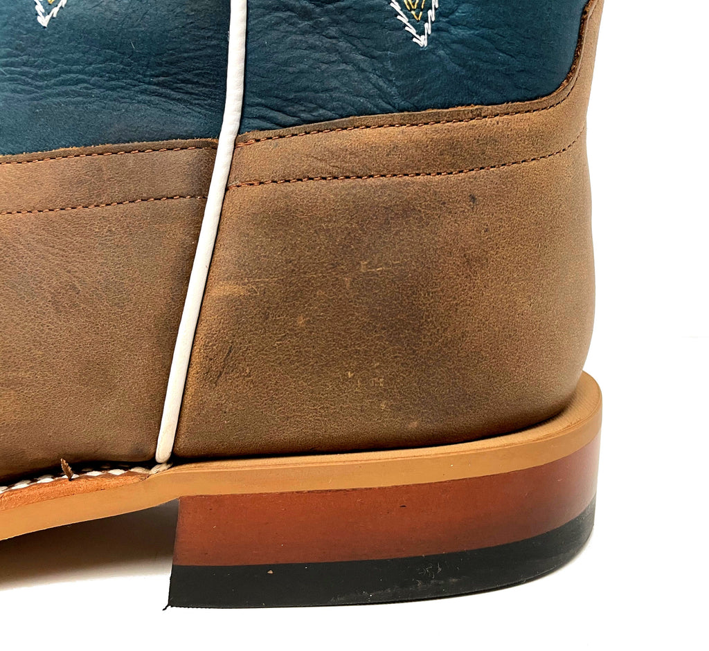 Horse Power HP1836 Men's Pecan Barking Iron Cowboy Boots - Sugared Blue Jeans Leather Shaft