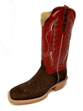 R. Watson RW9011-2 Men's Mocha Sueded Nile Crocodile Cowboy Boots  Indian Orange Shaft, Square Toe