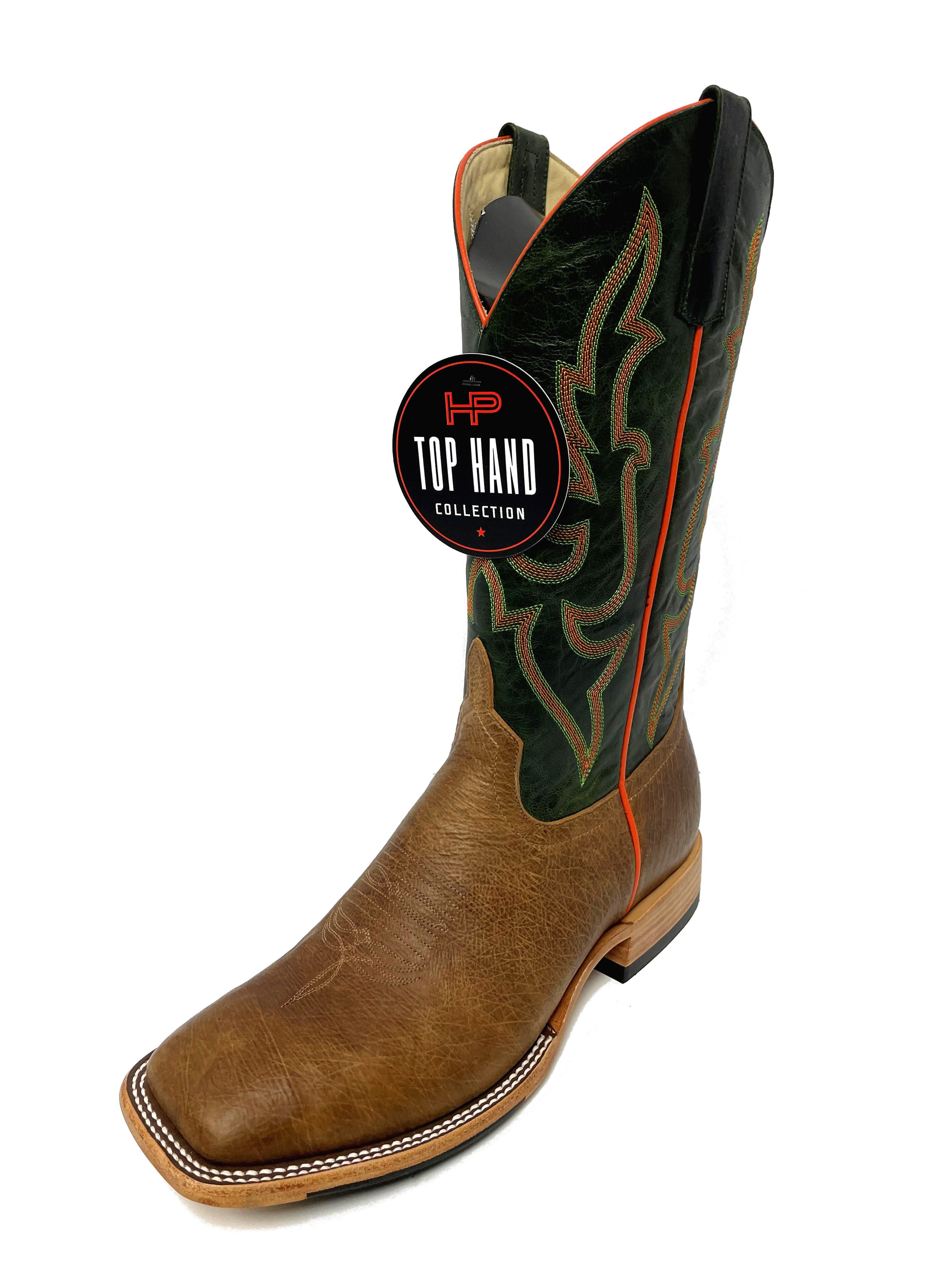 Top Hand HP8043 Men's Oryx Smooth Ostrich Cowboy Boots  Emerald Shaft, DB Toe, Leather Sole