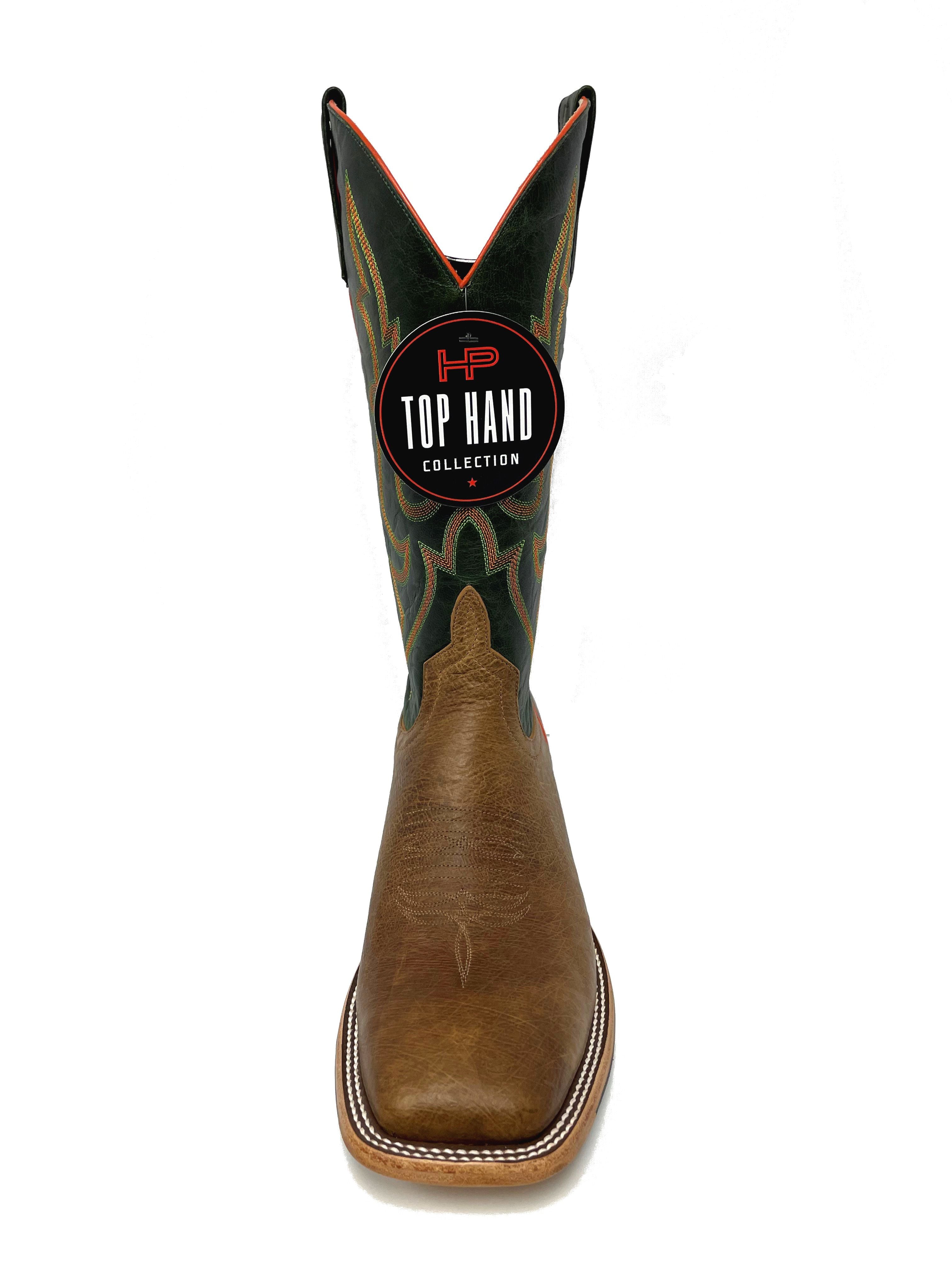 Top Hand HP8043 Men's Oryx Smooth Ostrich Cowboy Boots  Emerald Shaft, DB Toe, Leather Sole
