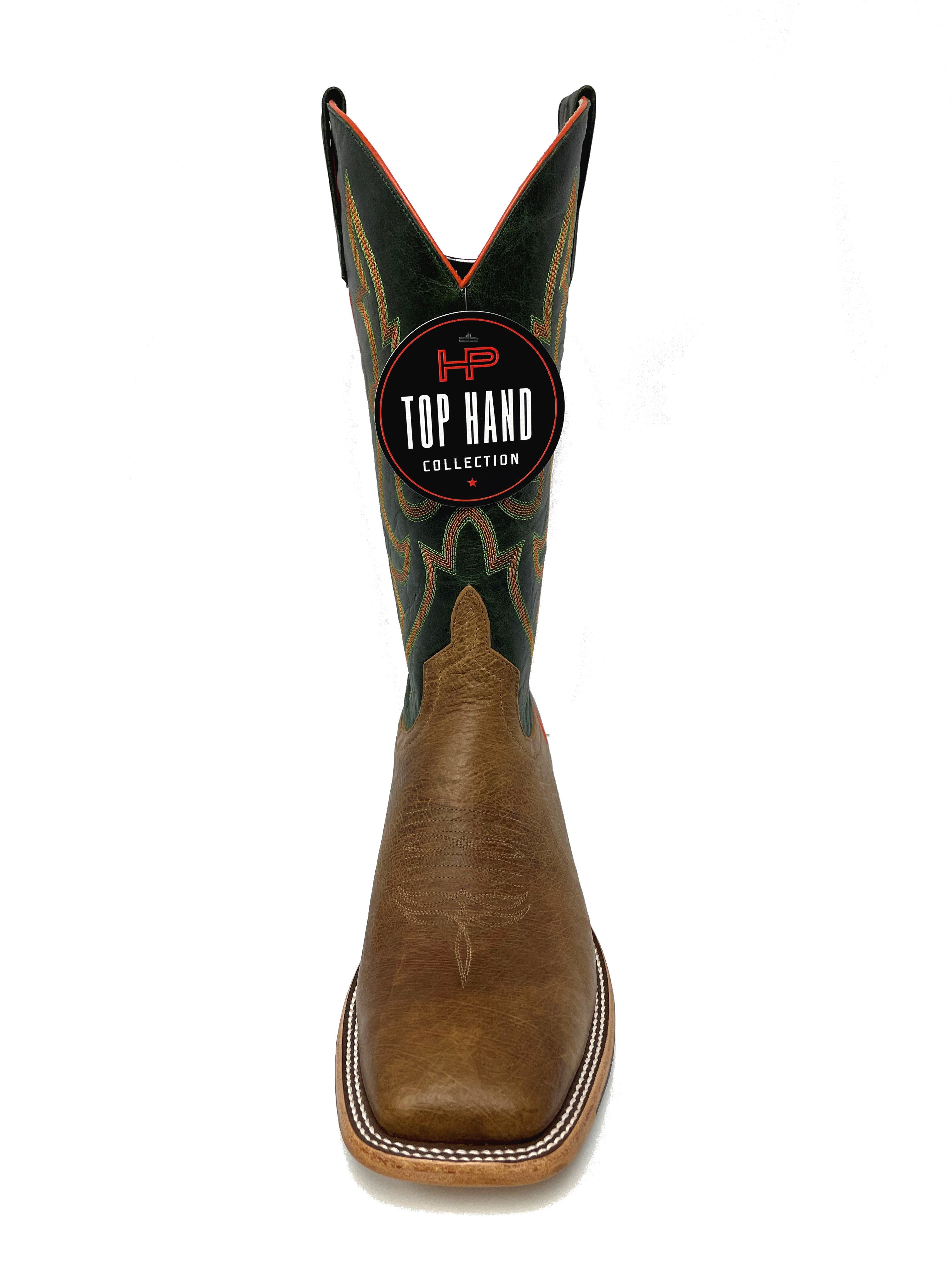 Top Hand HP8043 Men's Oryx Smooth Ostrich Cowboy Boots  Emerald Shaft, DB Toe, Leather Sole