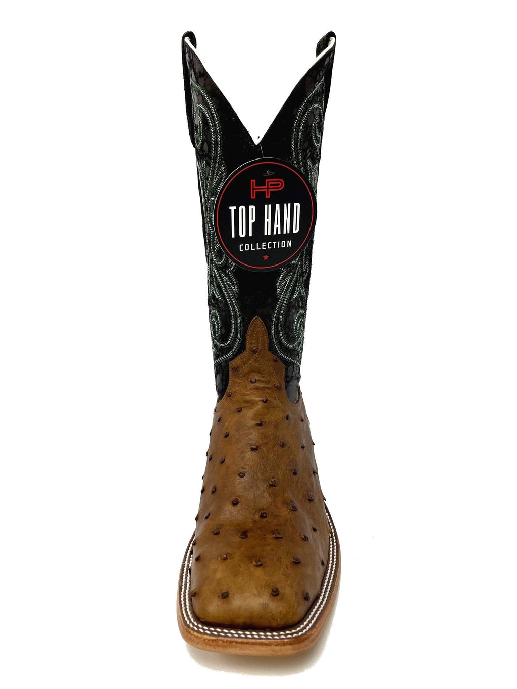 Top Hand Men's HP8029 Oryx Full Quill Ostrich Cowboy Boots  Black Acid Shaft, DB Toe