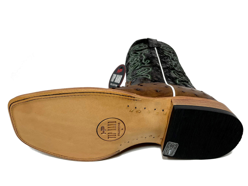 Top Hand Men's HP8029 Oryx Full Quill Ostrich Cowboy Boots  Black Acid Shaft, DB Toe