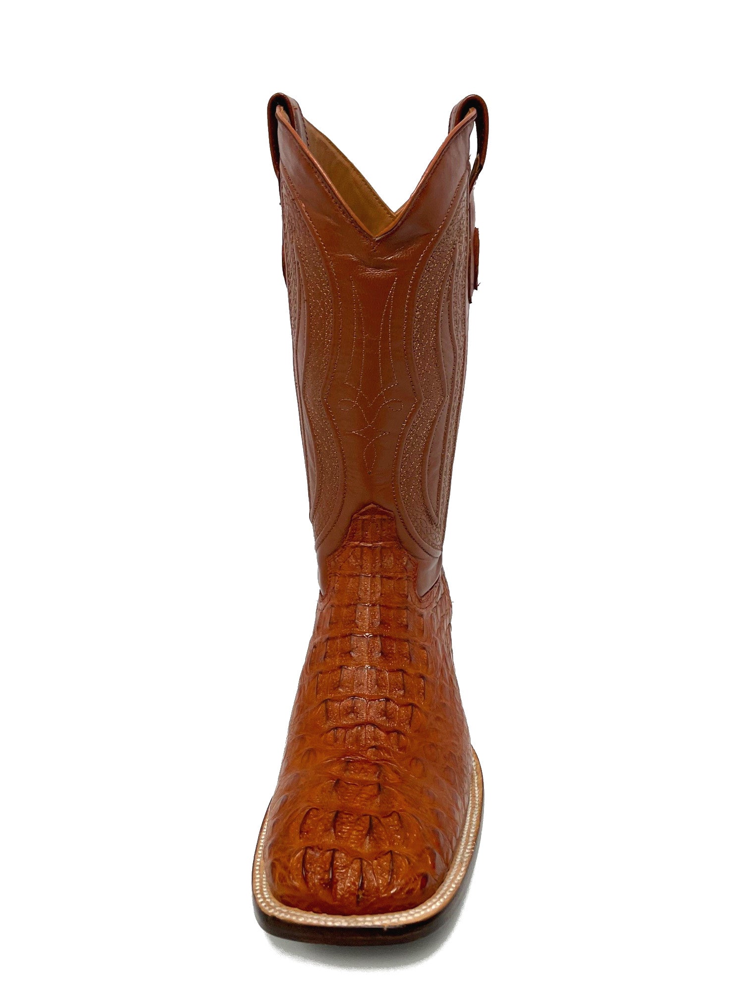 Ferrini USA 1049302 Men's 13" Cognac Caiman Crocodile Cowboy Boots  Square Toe, Leather Sole