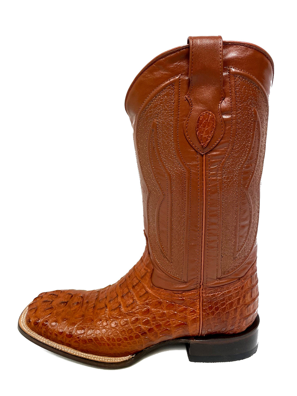 Ferrini USA 1049302 Men's 13" Cognac Caiman Crocodile Cowboy Boots  Square Toe, Leather Sole