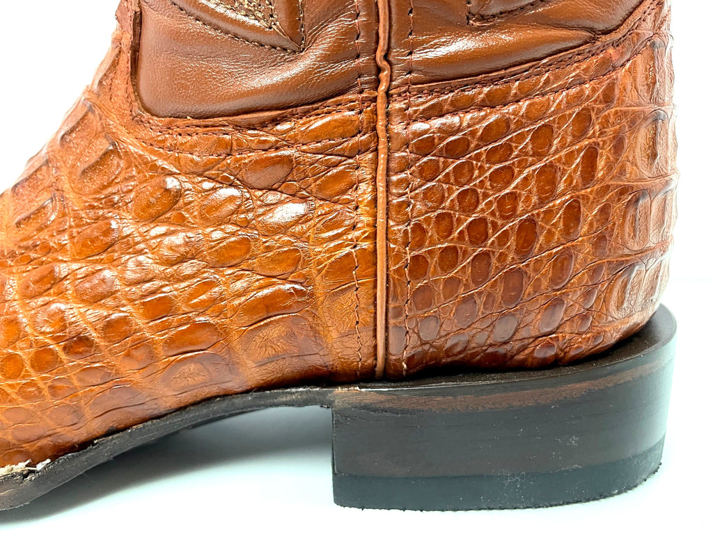 Ferrini USA 1049302 Men's 13" Cognac Caiman Crocodile Cowboy Boots  Square Toe, Leather Sole