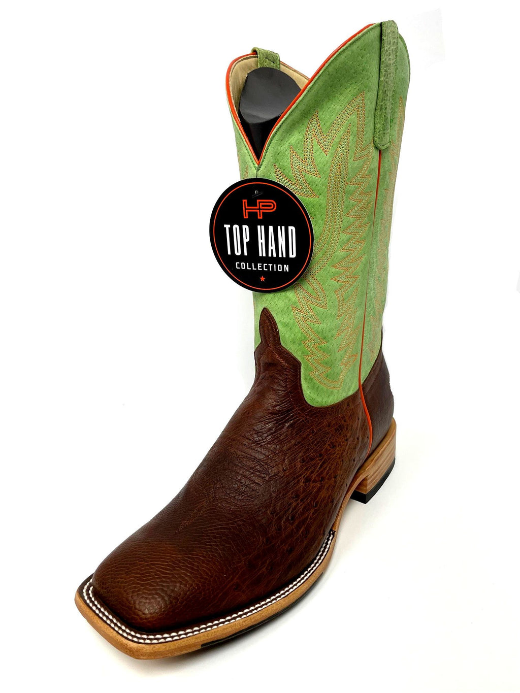 Top Hand HP8046 Men's Antique Saddle Smooth Ostrich Cowboy Boots  Kiwi Shaft, DB Toe