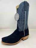 Top Hand HP9502 Men's Black Suede Cowboy Boots  Blue Goat Shaft, TK Toe, Hybrid Sole