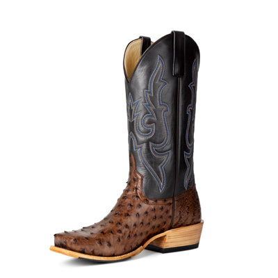 Top Hand HP9505 Men's Kango Tobac Full Quill Ostrich Western Boots  Black Shaft, TK Toe