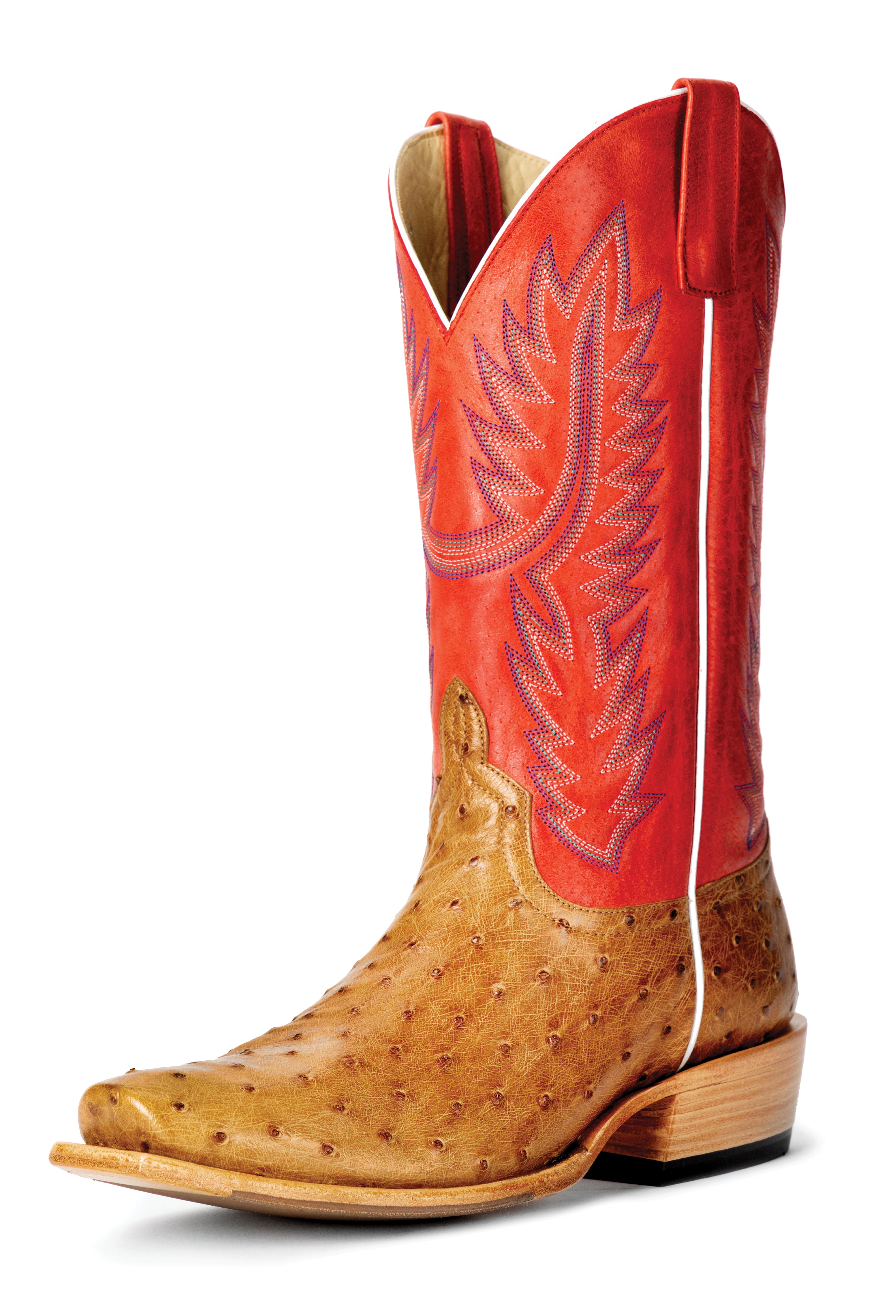 Top Hand Men's HP9506 Antique Saddle Full Quill Ostrich Cowboy Boots  Red Sensation, TK Toe