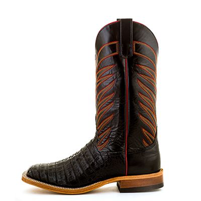Anderson Bean S3005 Women's Black Caiman Alligator Belly Cowboy Boots - Wide Square Toe