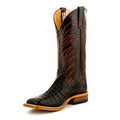 Anderson Bean S3005 Mens Cowboy Boots  Black Caiman Crocodile Belly, Handmade, Wide Square Toe