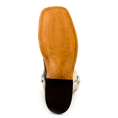 Anderson Bean S3005 Mens Cowboy Boots  Black Caiman Crocodile Belly, Handmade, Wide Square Toe
