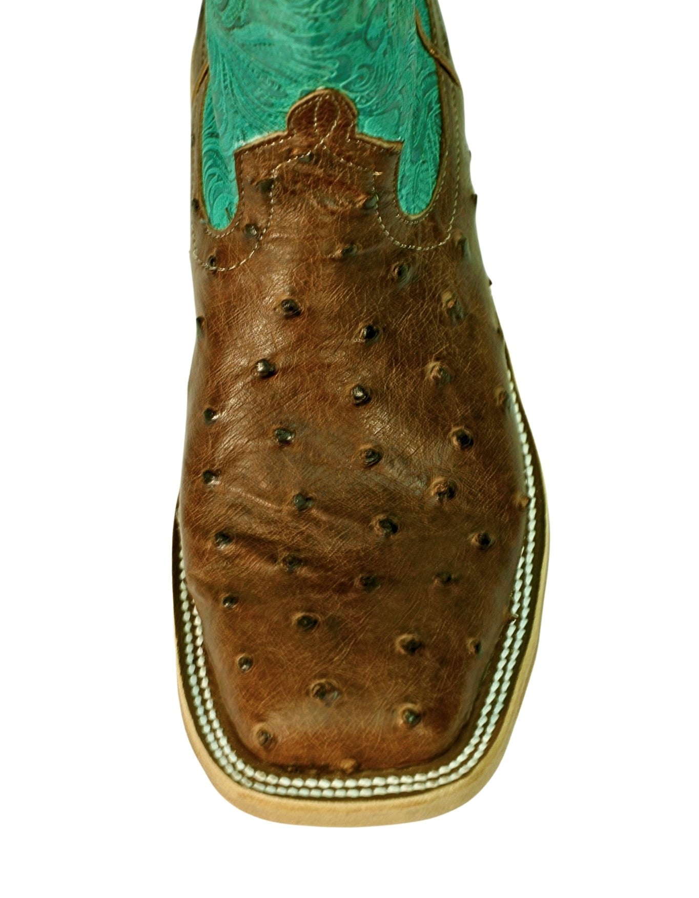 Anderson Bean X5002 Women's Kango Tobacco MD Ostrich FQ Cowboy Boots, Turquoise Tooling, Handmade