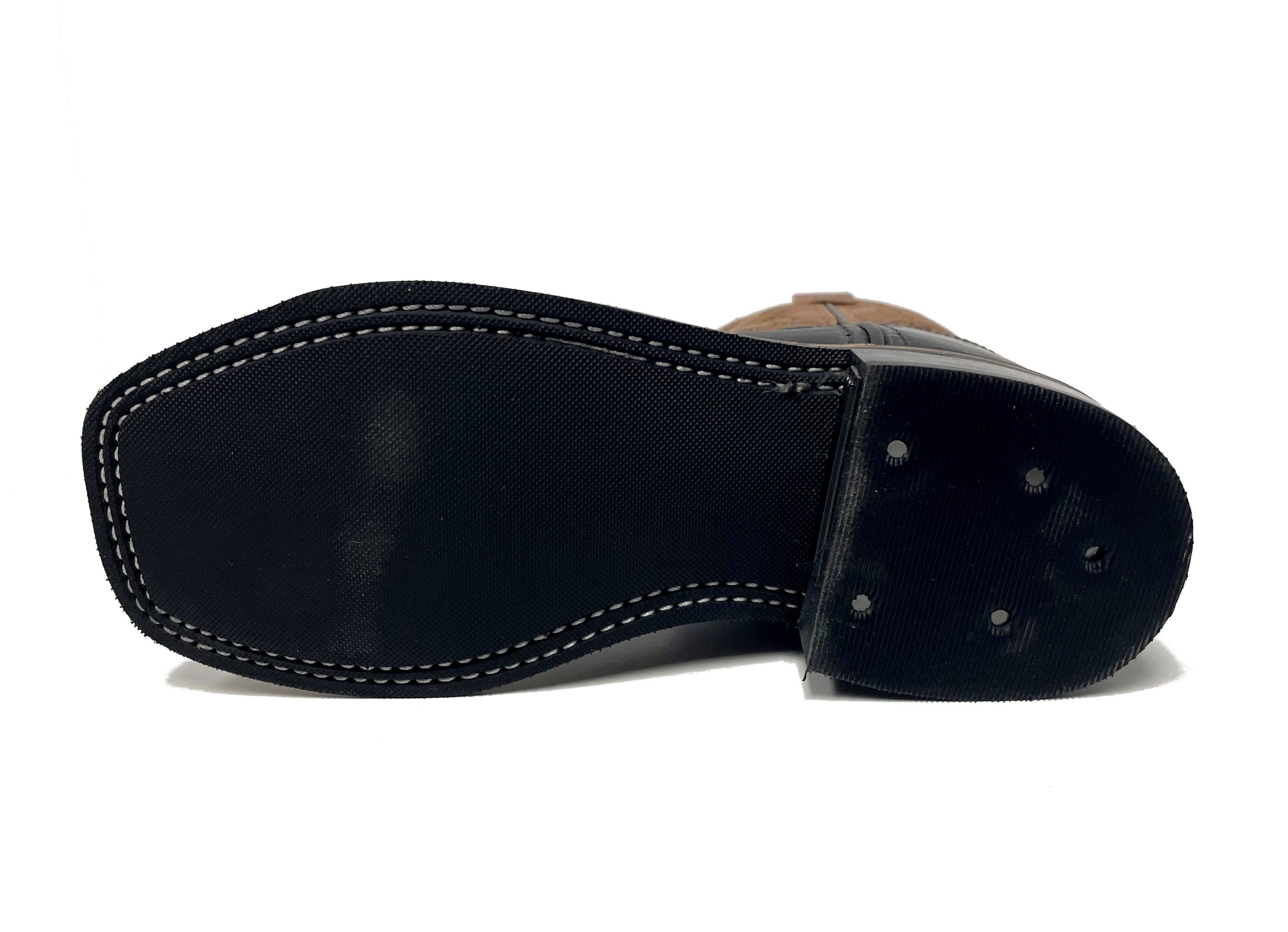 Old West BSC1810 Kids' Leather Cowboy Boots  Brown Calf, Square Toe, Goodyear Welt, Rubber Sole