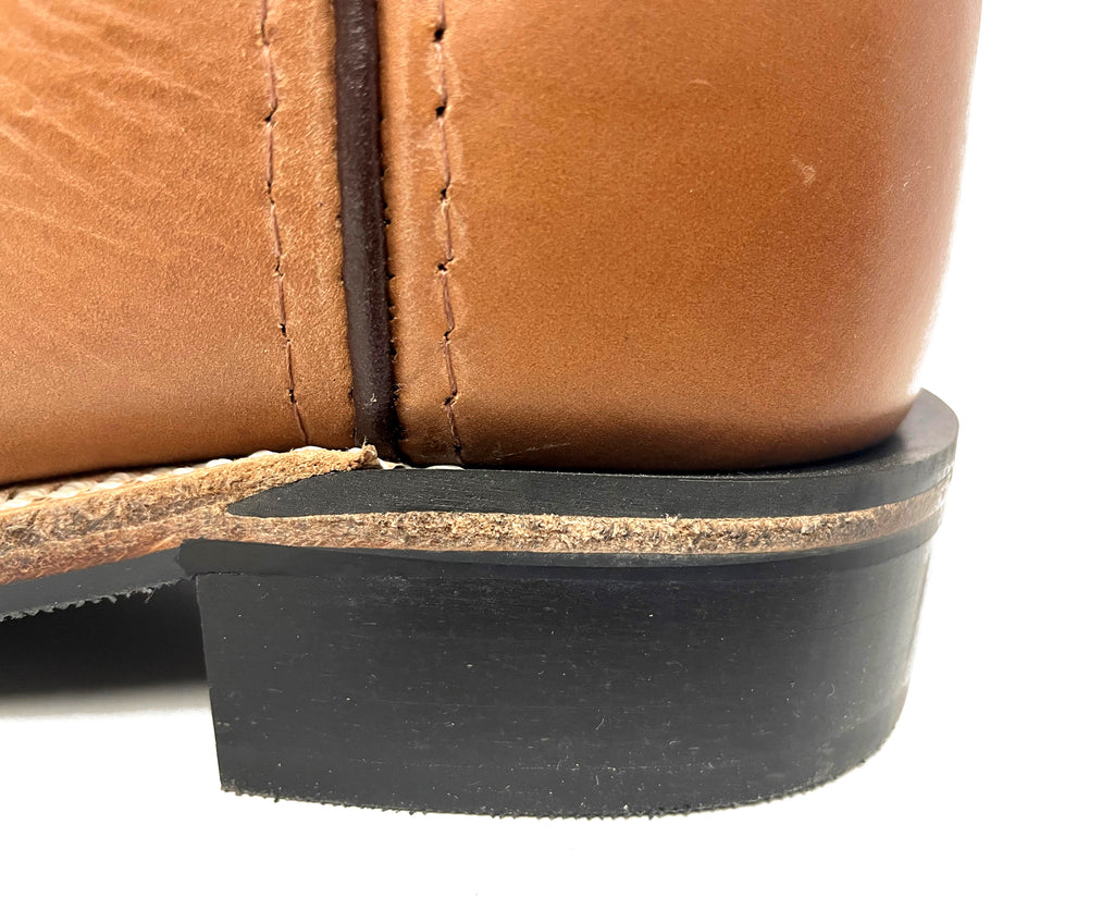 Old West BSC1839 Kids' Leather Cowboy Boots  Brown Calf, Square Toe, Goodyear Welt, Rubber Sole