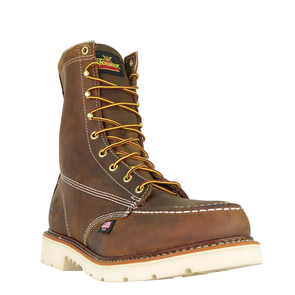 Thorogood 804-4378 Men's 8inch Steel Toe Work Boots  Trail Crazyhorse Leather, Slip-Resistant Sole