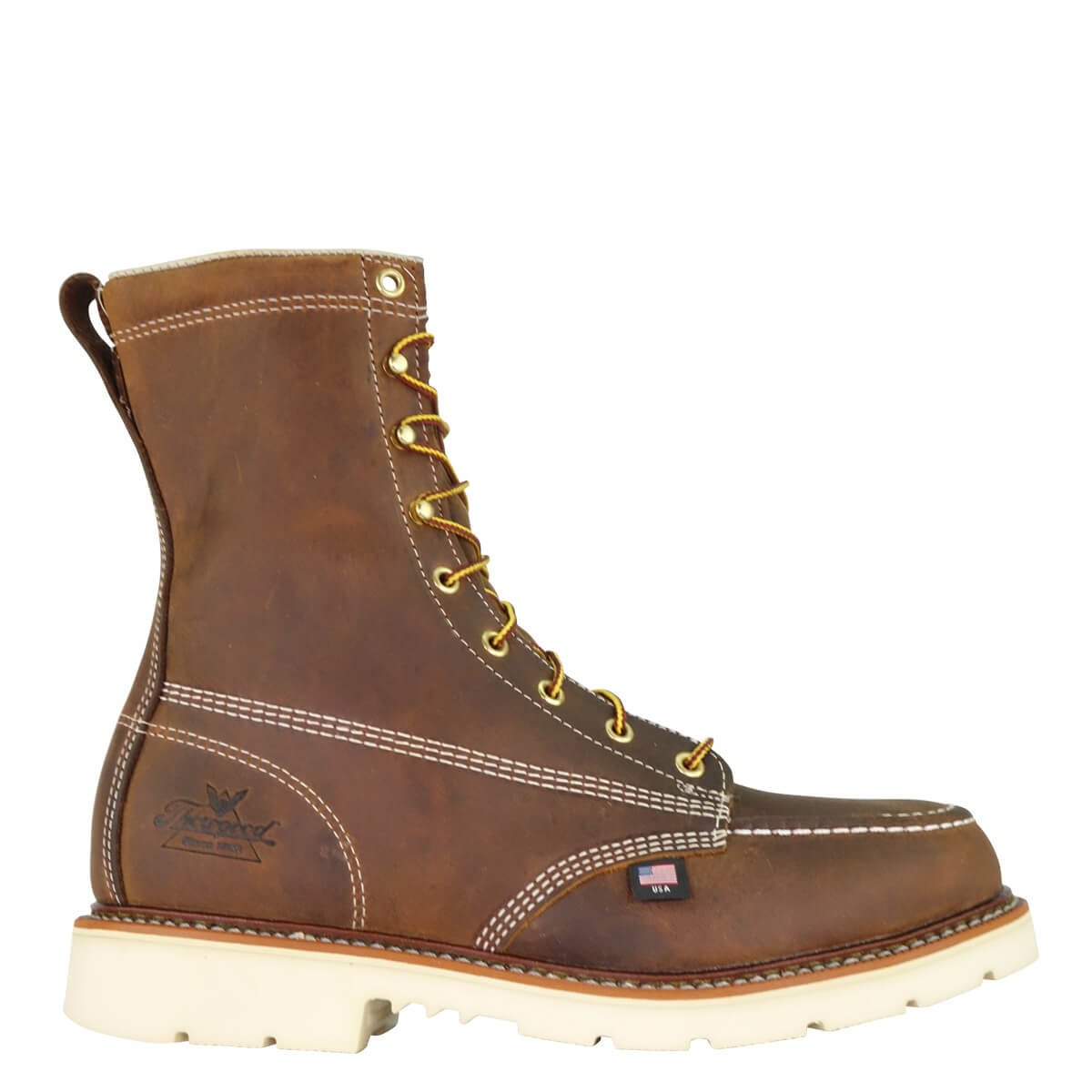 Thorogood 804-4378 Men's 8inch Steel Toe Work Boots  Trail Crazyhorse Leather, Slip-Resistant Sole