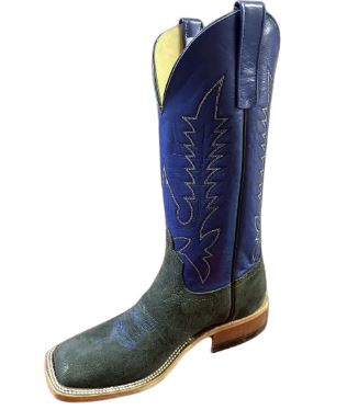 Anderson Bean 334090 Mens Dark Grey Buffed Elephant Western Boots, Kidskin Shaft, DB Toe, AB Heel