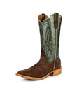 Rios of Mercedes R9029 Men's Green Velver Luster Kidskin & Caf Carpincho Cowboy Boots - Milan Toe