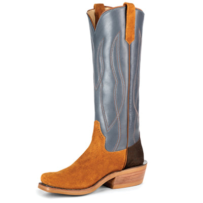 Rios of Mercedes R9030 Men's Navy Waxy Kansas & Rust Crazyhorse Reverse Cowboy Boots - TK Toe