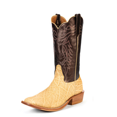 Rios of Mercedes R9032 Men's Puma Luster Kidskin & Umber Bruchiato Elephant Cowboy Boots - Milan Toe