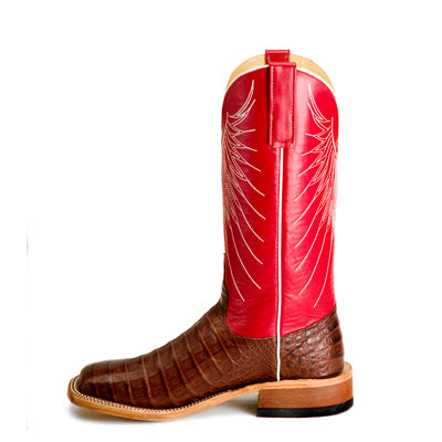 Anderson Bean S3014 Men's Tobacco Caiman Crocodile Belly Cowboy Boots, Black, Leather Sole, 13" Top