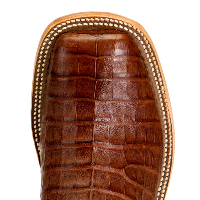 Anderson Bean S3014 Men's Tobacco Caiman Crocodile Belly Cowboy Boots, Black, Leather Sole, 13" Top