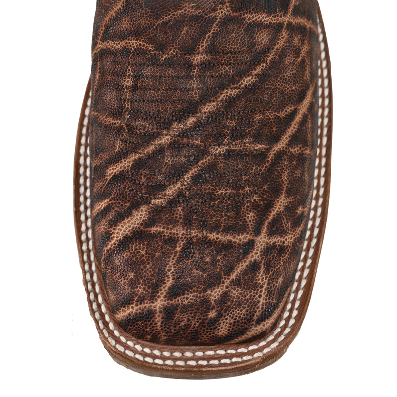 Justin J4141CO Men's Elephant Western Boots  Dark Brown, Peat Moss Green Top, Wide Square Toe
