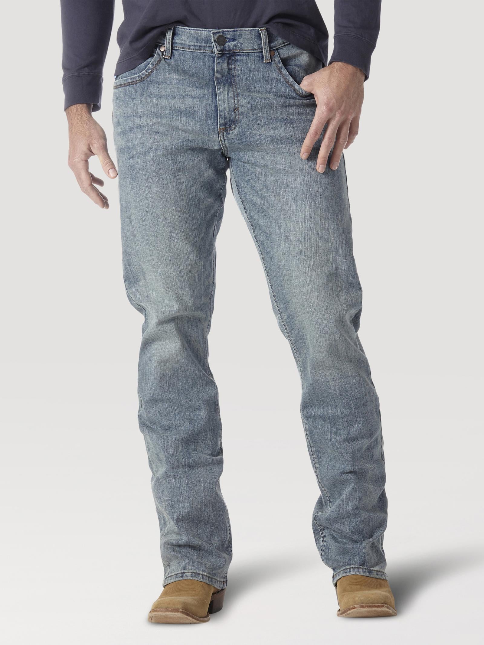 Wrangler 77MWZBR Men's Retro Slim Fit Bootcut Jeans  BR Wash, Low Rise, Cotton Spandex Denim