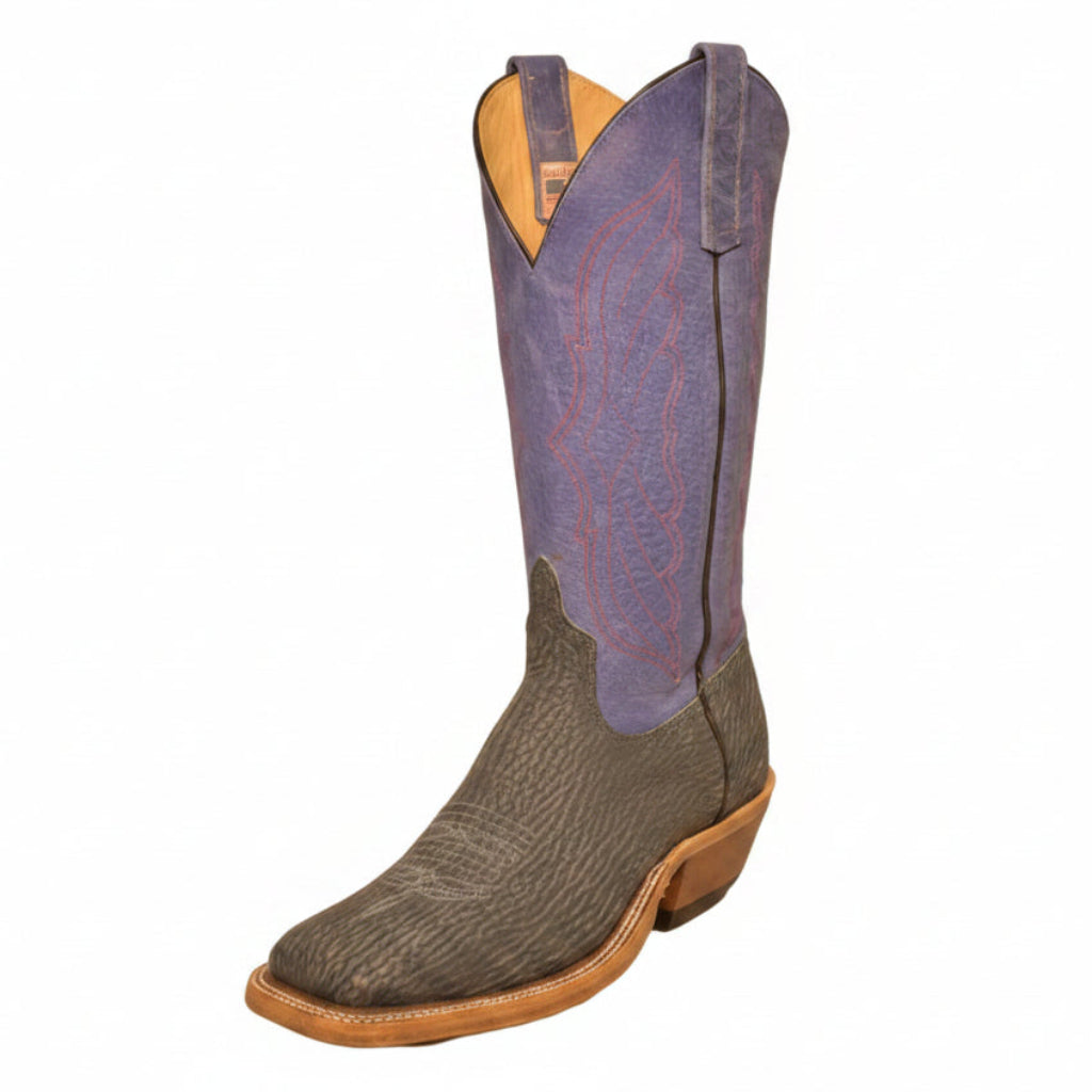 Anderson Bean 332625 Mens Blue Safari Shark Cowboy Boots, Leather Sole, DB Square Toe, Handmade