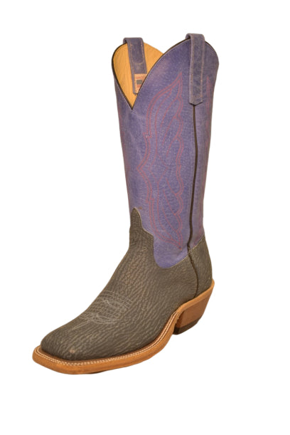 Anderson Bean 332625 Mens Blue Safari Shark Cowboy Boots, Leather Sole, DB Square Toe, Handmade