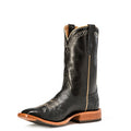 Rios of Mercedes R9004 Men's 11-inch Black Smooth Ostrich & Black Calf Cowboy Boots - Hybrid Sole
