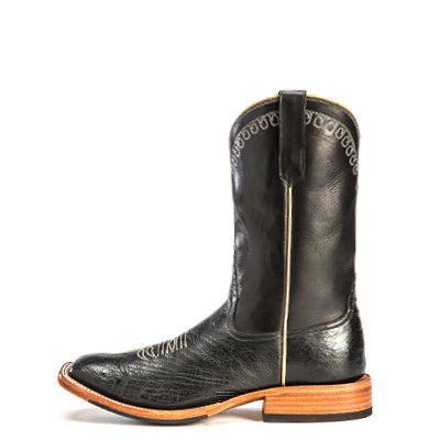 Rios of Mercedes R9004 Men's 11-inch Black Smooth Ostrich & Black Calf Cowboy Boots - Hybrid Sole