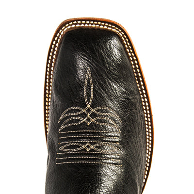 Rios of Mercedes R9004 Men's 11-inch Black Smooth Ostrich & Black Calf Cowboy Boots - Hybrid Sole