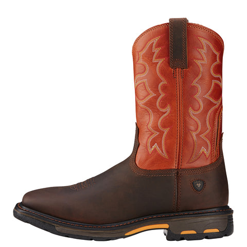 Ariat 10005888 Men's WorkHog Work Boots, Dark Earth, Soft Toe, Full-Grain Leather, Slip-Resistant