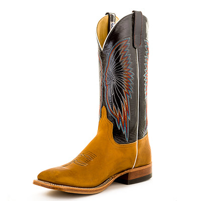 Anderson Bean S3007 Men's Cowboy Boots, Rust Burnished Crazy Horse, Essex Blue Top, Hybrid Sole