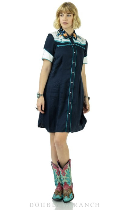 Double D Ranch D1377 Senorita's Rodeo Dress  Embroidered Shirt Dress with Rhinestones & Pearl Snaps