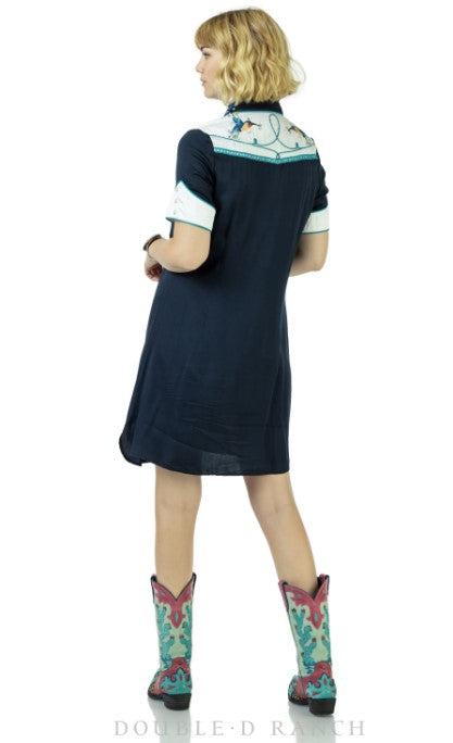 Double D Ranch D1377 Senorita's Rodeo Dress  Embroidered Shirt Dress with Rhinestones & Pearl Snaps