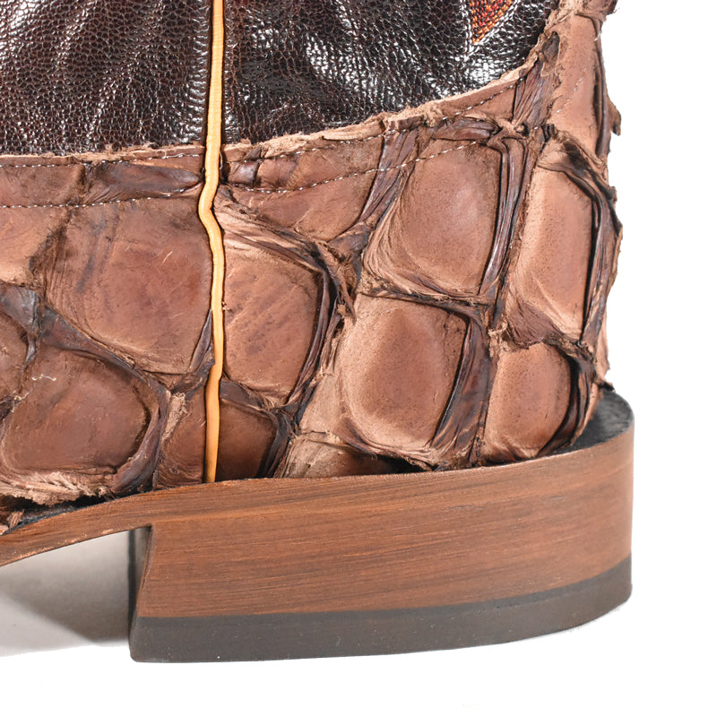 Anderson Bean 7947L Men's Cowboy Boots, Chocolate Big Bass, Wide Square Toe, Leather Sole & Heel