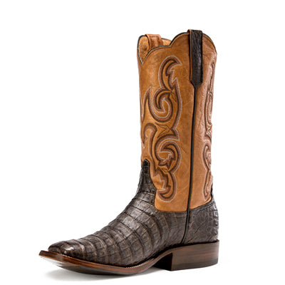 Rios of Mercedes R9018 Men's Chocolate Caiman Belly & Toast Remuda Cowboy Boots - Hybrid Sole