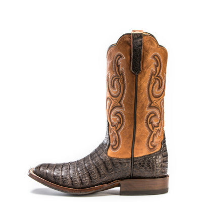 Rios of Mercedes R9018 Men's Chocolate Caiman Belly & Toast Remuda Cowboy Boots - Hybrid Sole