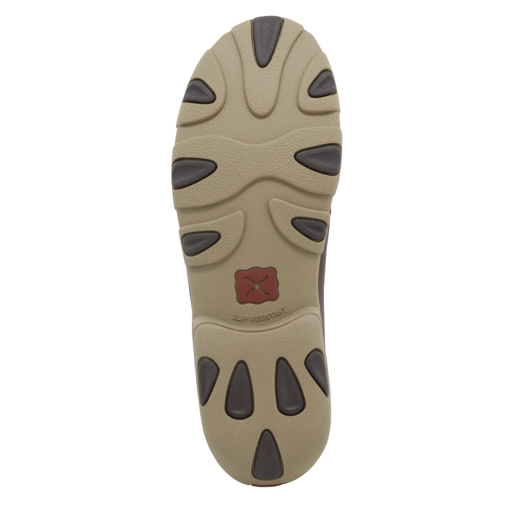 Twisted X WDM0070 Women's Boat Shoe Driving Moc - Brown with Embossed Flower, Full-Grain Leather