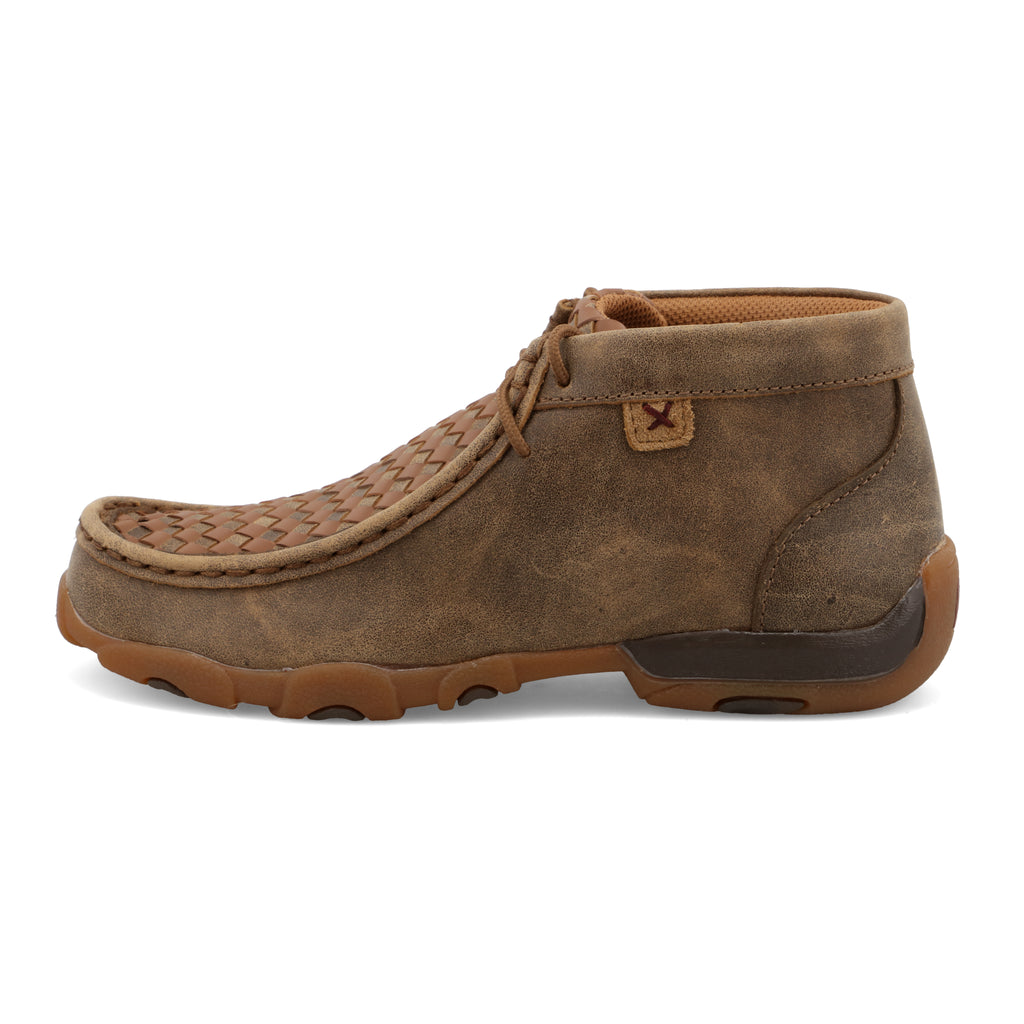 Twisted X YDM0030 Kids Basket Weave Chukka Driving Moc - Bomber & Tan, Full-Grain Leather, Moc Toe