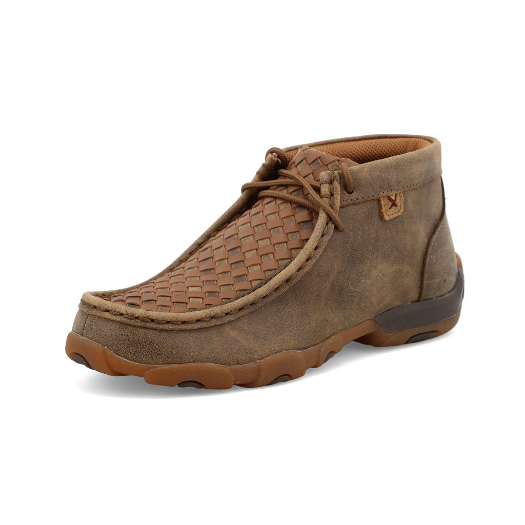 Twisted X YDM0030 Kids Basket Weave Chukka Driving Moc - Bomber & Tan, Full-Grain Leather, Moc Toe